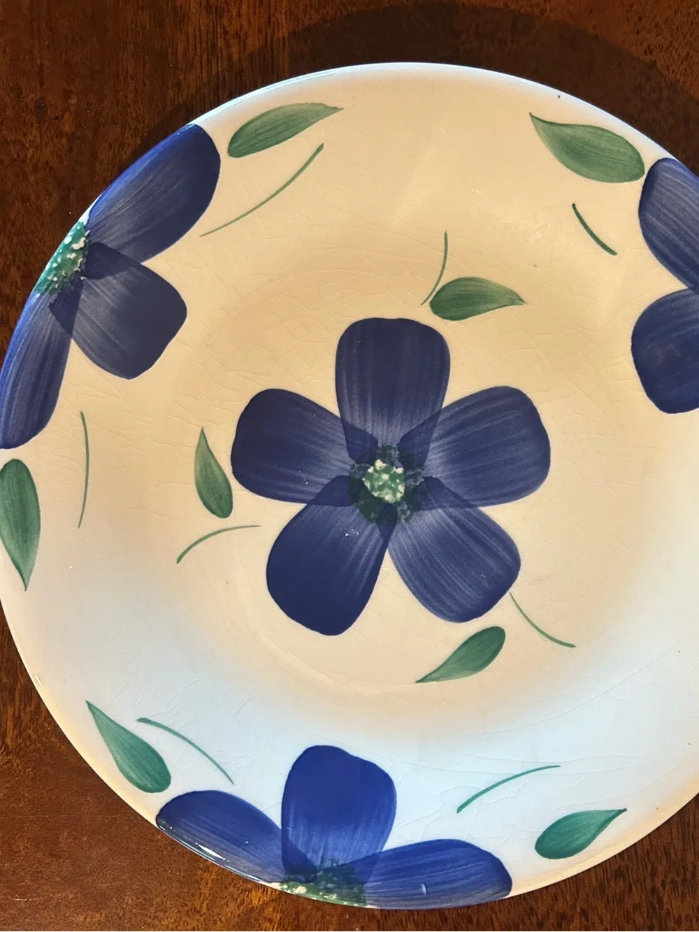 Vintage Pier One Imports Blue Floral Ceramic Salad Plates 7.75” - Set of 2 Italy